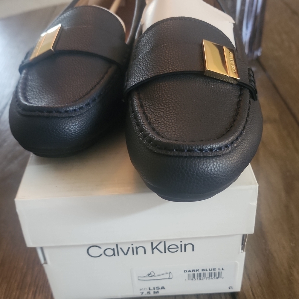 Calvin Klein Dark Blue Loafers with Gold Accent